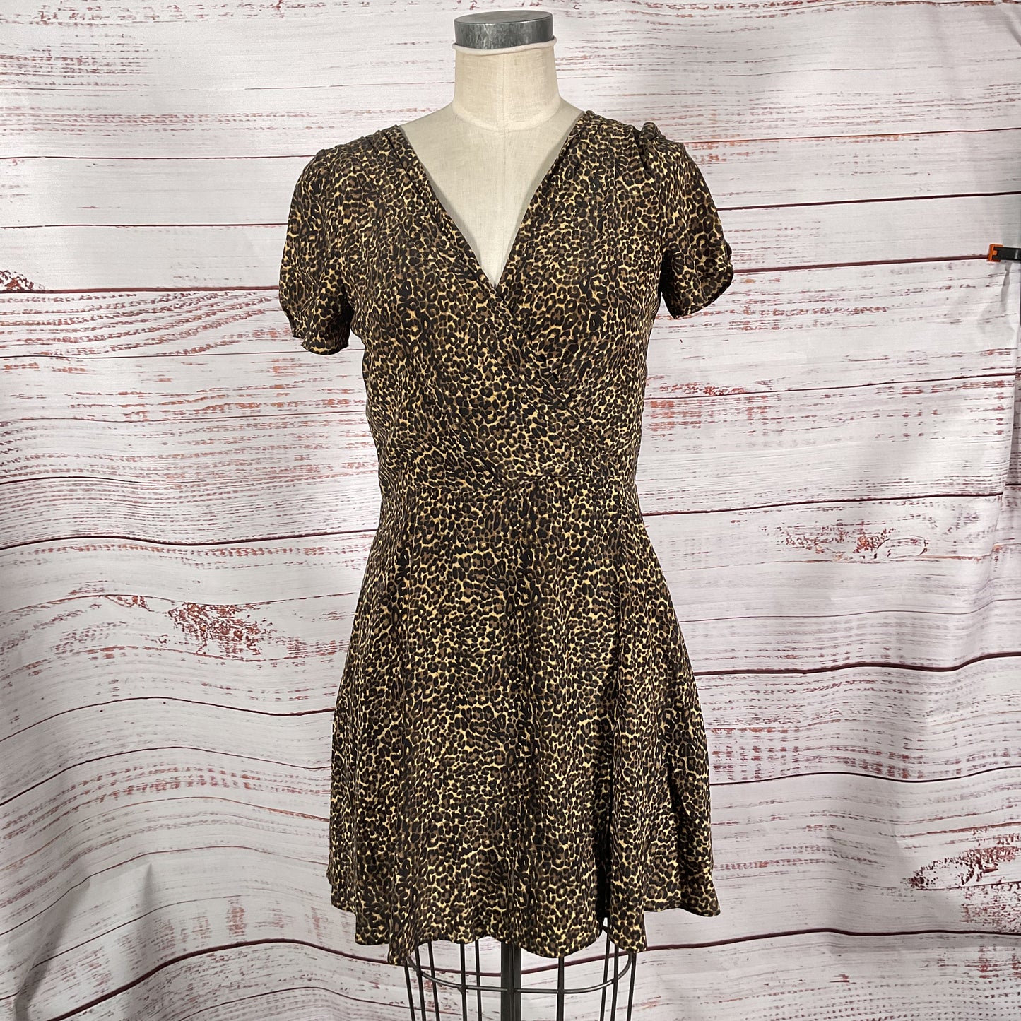 The Kooples Leopard Print Silk Back Zip Wrap Style Dress - Size L