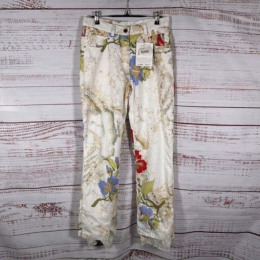 NWT Obermeyer Cortina White Floral Print Lined Snow Pants - Size 8