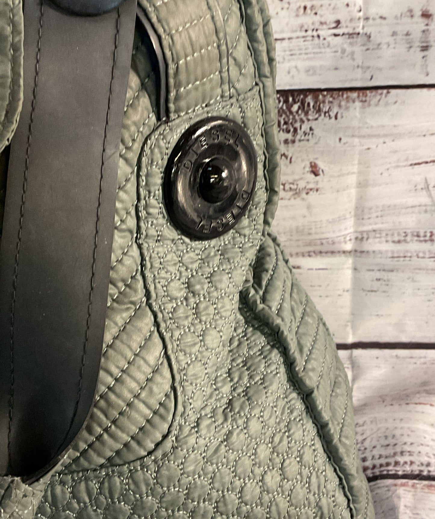 Diesel Vintage Quilted Textured Top Handle Tote Bag Green