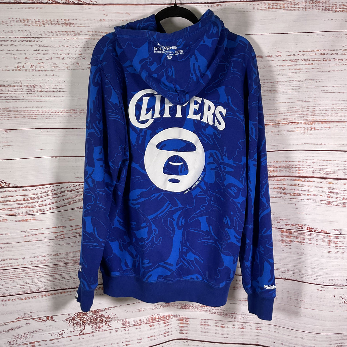 Aape Bathing Ape Bape x Mitchell & Ness Blue LA Clippers Hoodie Jacket Size XXL