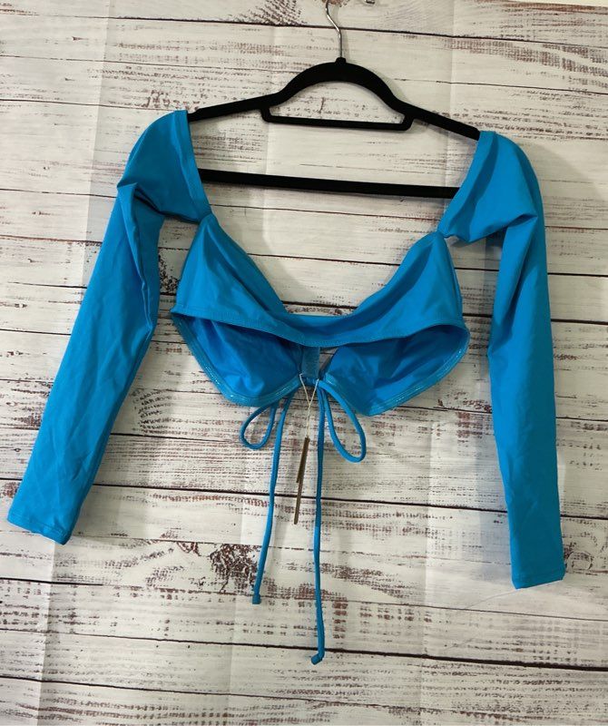 NWT Skims Turquoise LS Bikini Top Size M
