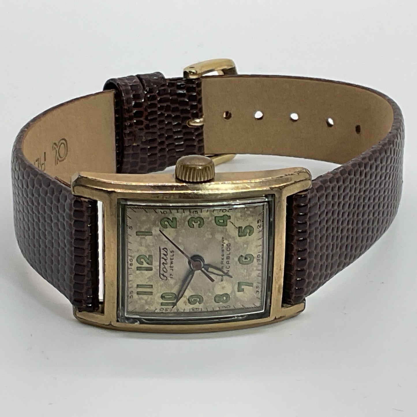 VTG. FORTIS Incabloc 10K Gold Filled 17 Jewels Tank Watch- WORKS GREAT!!!!