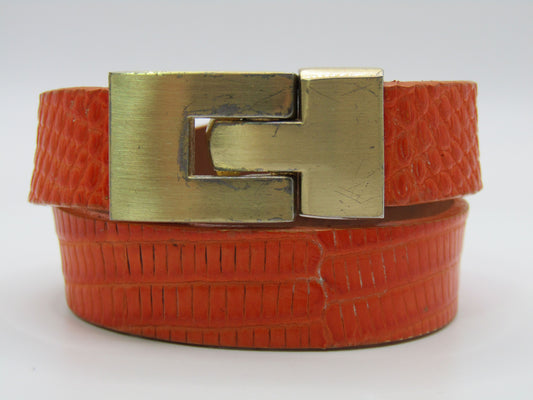 Leighelena Double Jigsaw Orange Lizard Bracelet Made in The U.S.A.