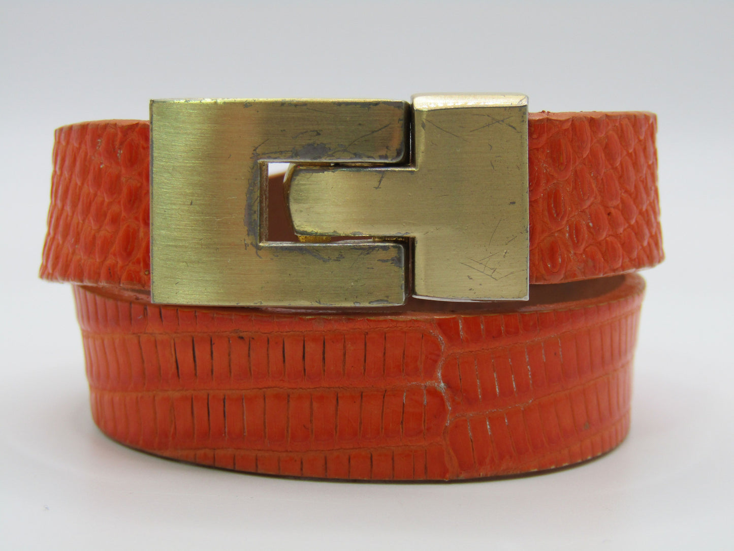 Leighelena Double Jigsaw Orange Lizard Bracelet Made in The U.S.A.