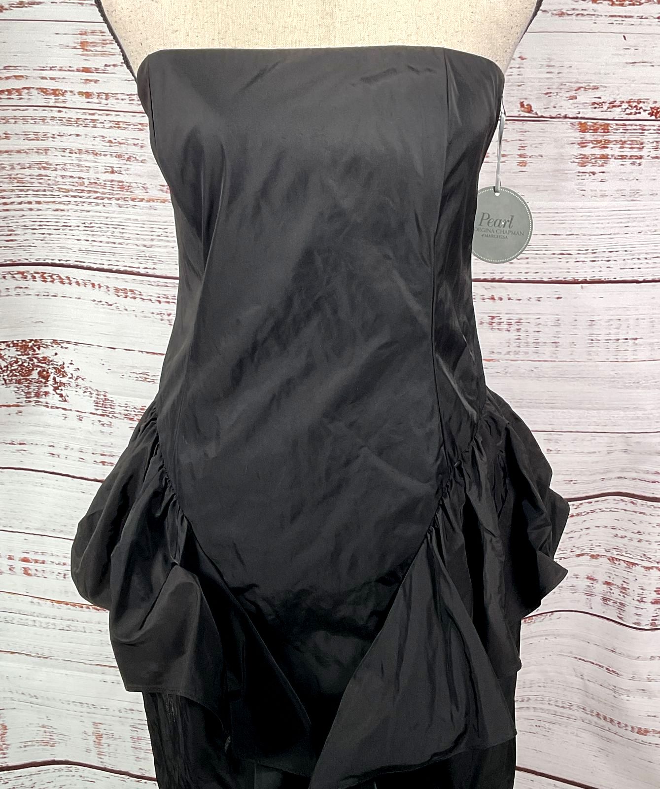 Pearl Georgina Chapman Peplum Formal Dress Black 10