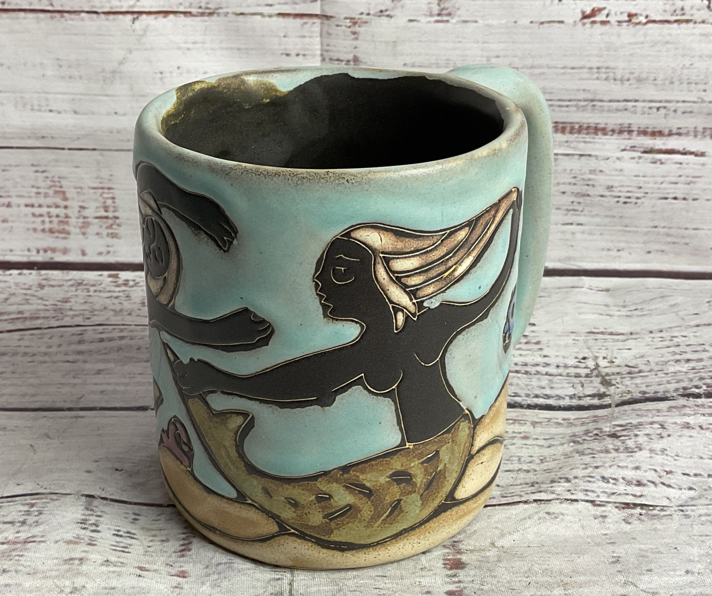 Design by Mara 16 oz Stoneware Mermaid Mug Multicolor