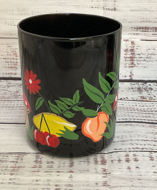 The Last Line Mushroom Hand Painted Lot of 2 Drinking Glasses Multicolor