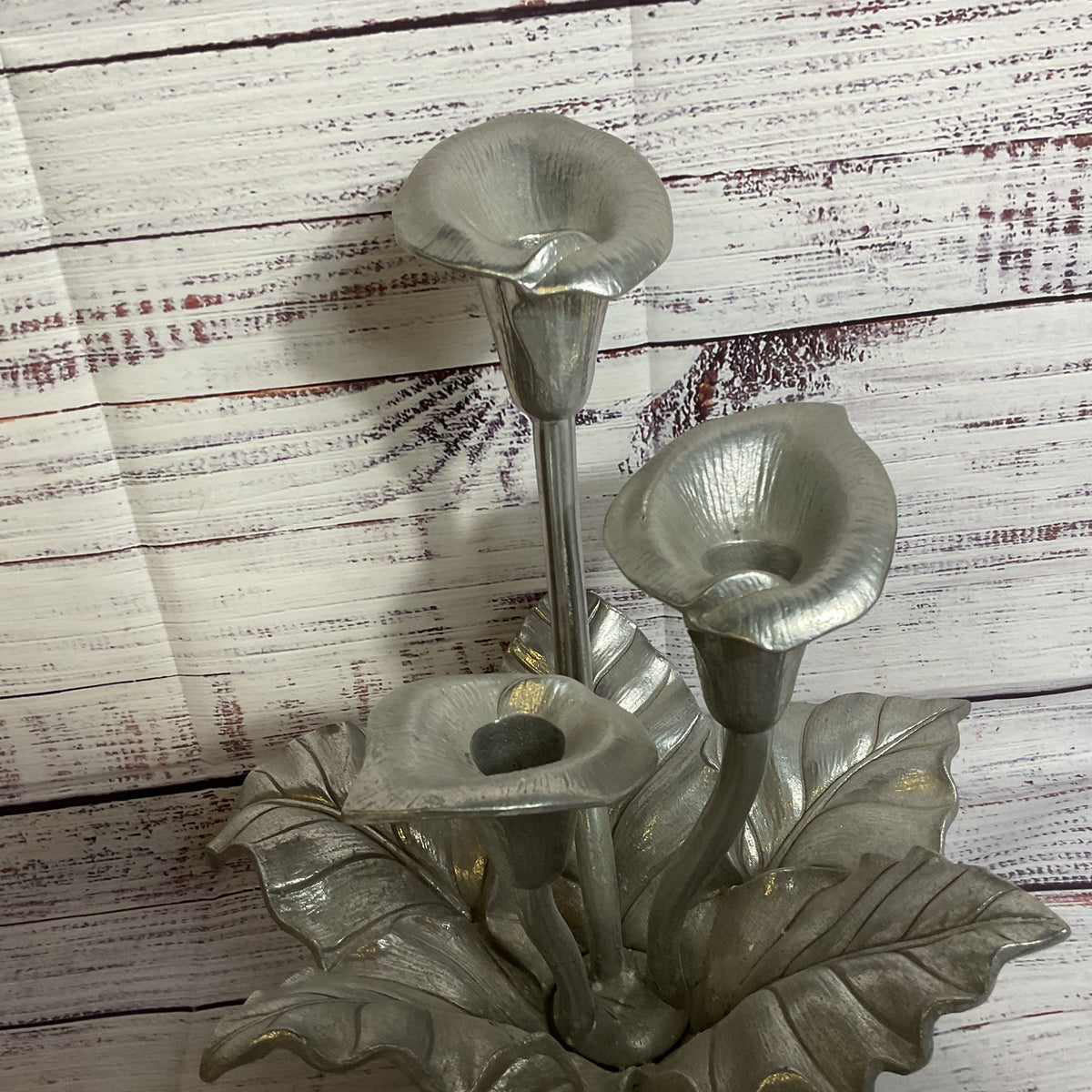 VTG. ARTHUR COURT Pewter Calla Lily Centerpiece Candleholder- 10"