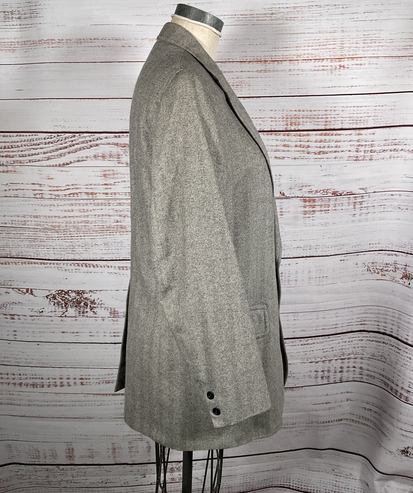 G.B. Harb & Son Vintage Cashmere Herringbone Blazer Gray