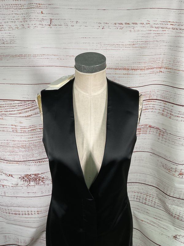 NWT The Row Women's Black Lafran Short Button Vest Dress Size 10