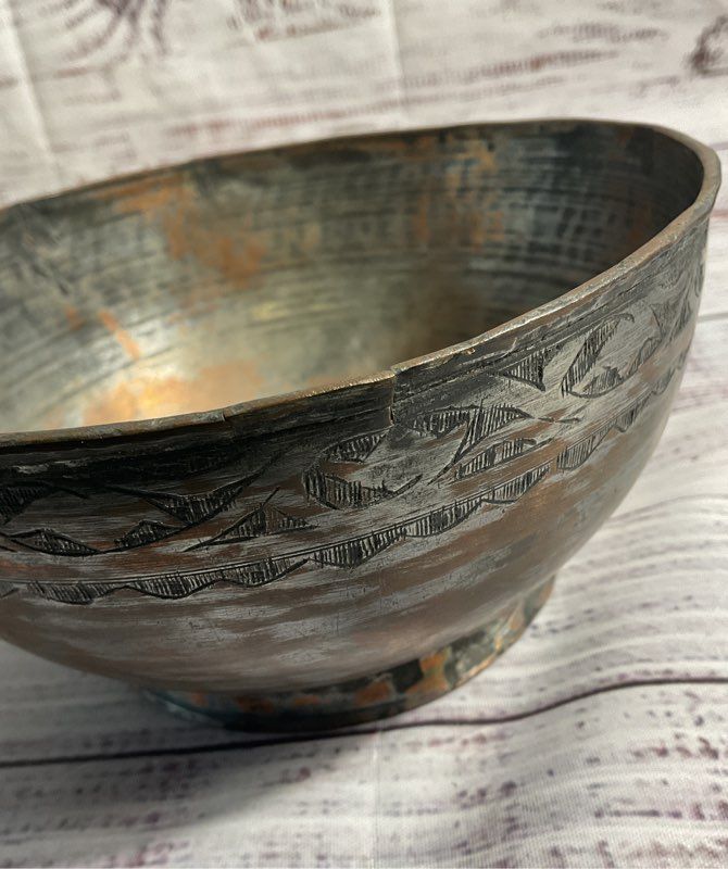 Antique Charlotte Jerusalem Copper Mix? Metal Bowl 6.25"