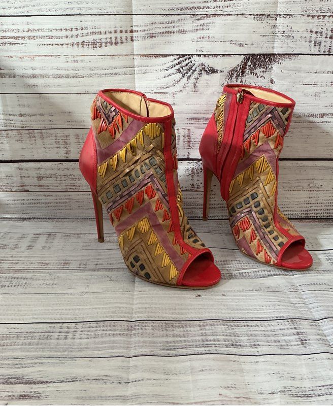 Women's Jerome C. Rousseau Stiletto Leather & Pony Hair Boots Size 40 US Size 9