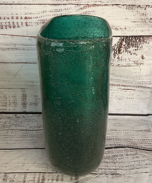 Modern Bubble Translucent Glass Flower Vase Teal Green