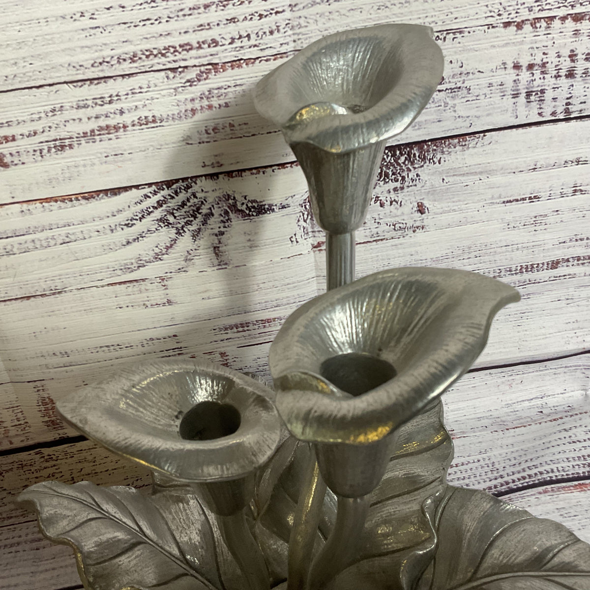 VTG. ARTHUR COURT Pewter Calla Lily Centerpiece Candleholder- 10"