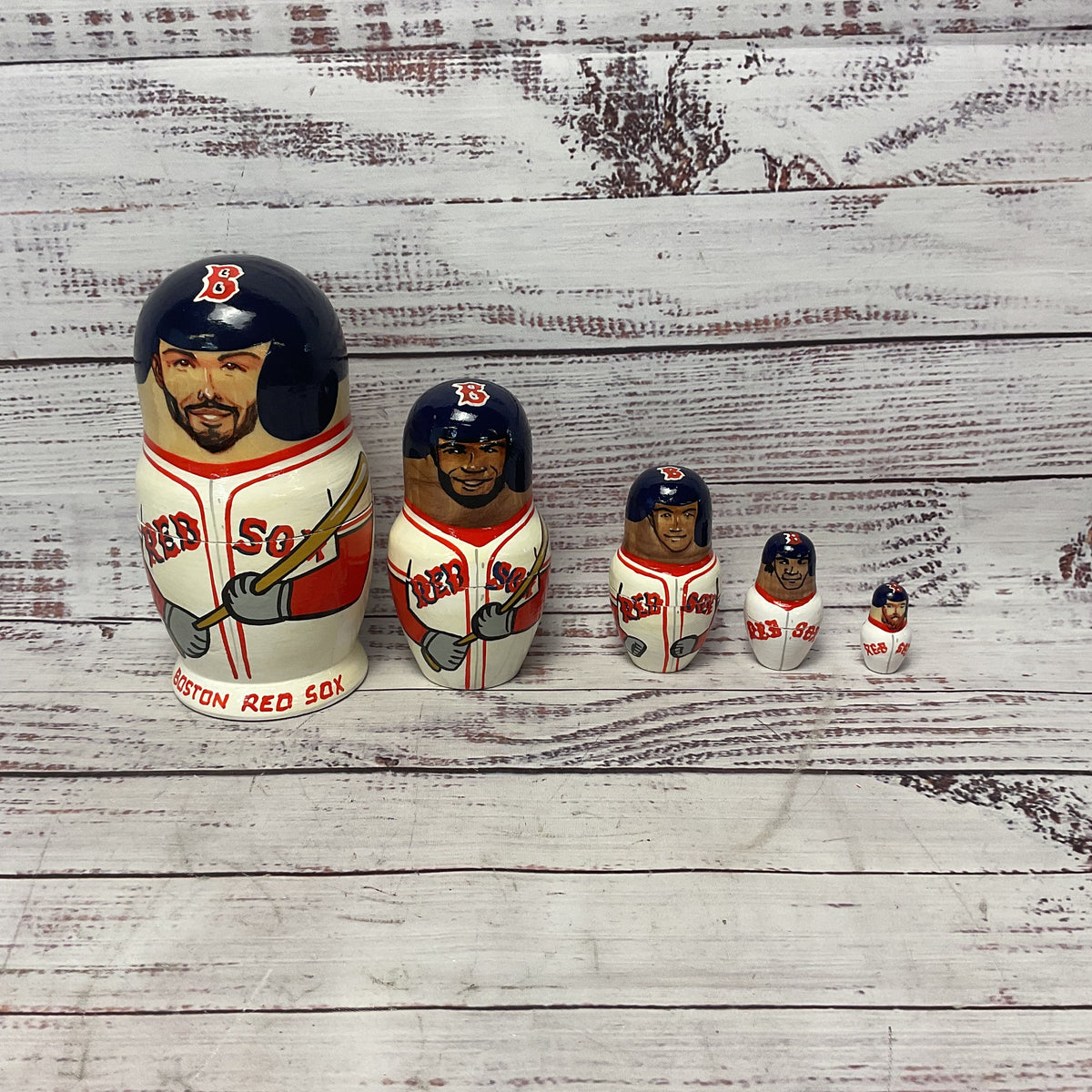 Boston Red Sox Pedroia David Ortiz Bogaerts Ramirez Napoli Nesting Dolls 5 Layer