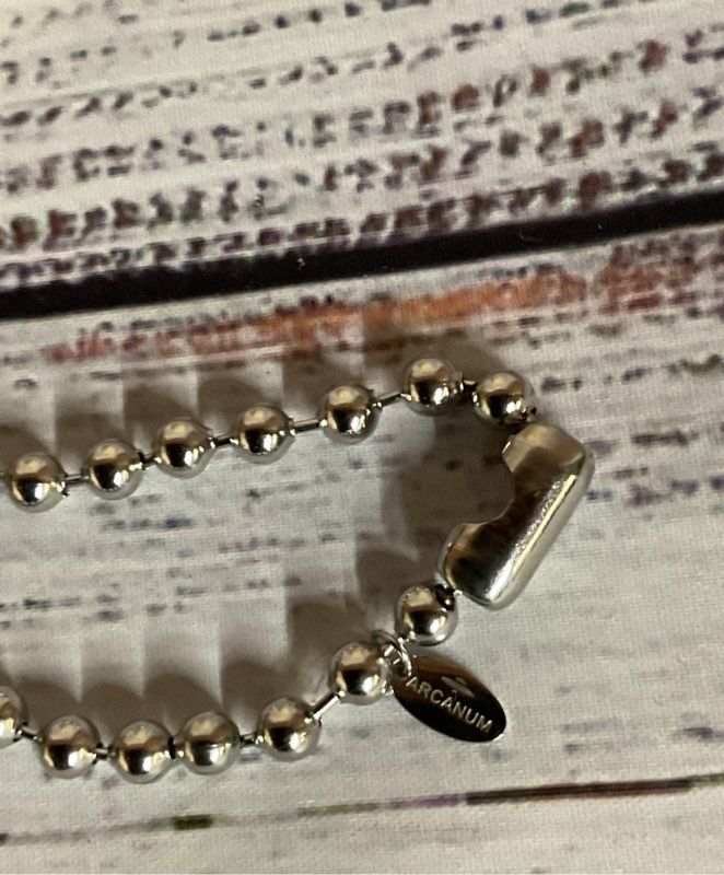Arcanum Silver Tone Chain Necklace with Rose Quartz Heart Pendant