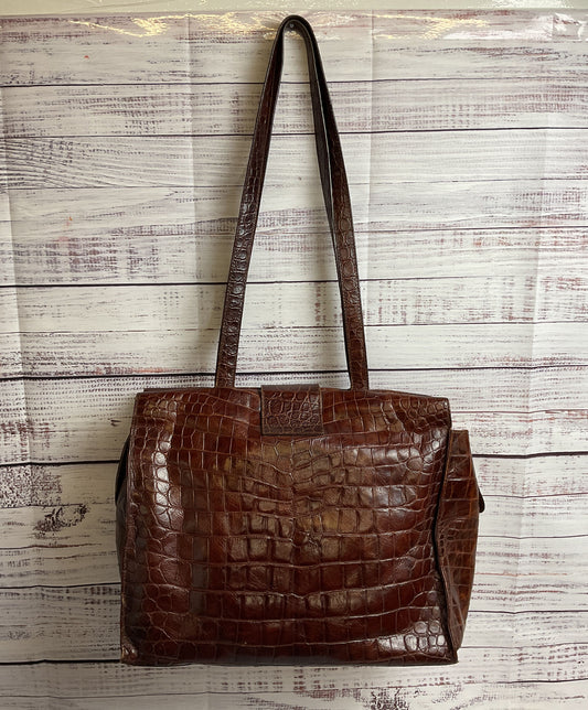 VTG Joan & David Women's Croc Leather Tote Bag