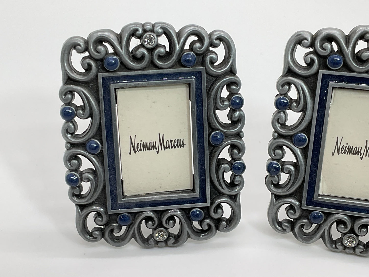 Set of 2 JAY STRONGWATER Silver Tone and Rhinestone Mini Picture- 2.25"