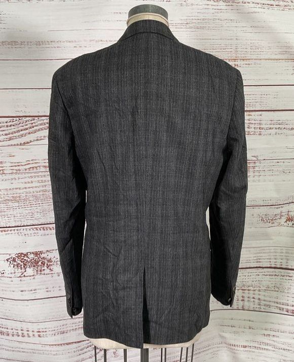All Saints Wool Pinstripe Double-Breasted Blazer Charcoal Grey 40