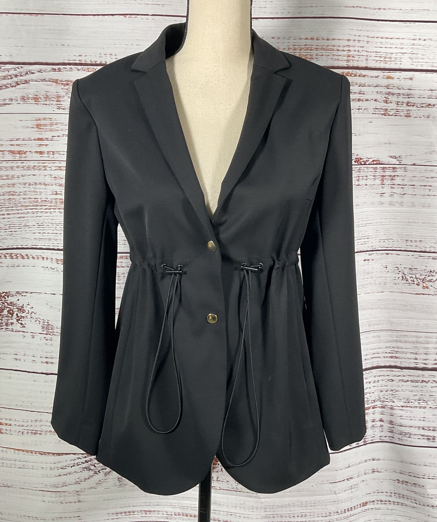 Patou Virgin Wool Drawstring Blazer Black 38