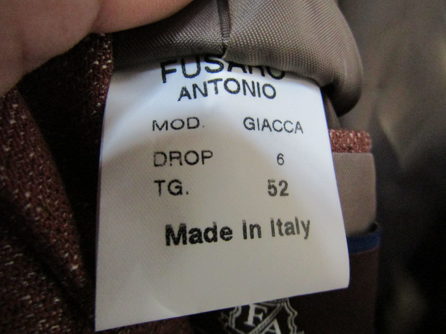 Fusaro Antonio Men's Brown Wool Blend Blazer Jacket Size 52 Made in Italy