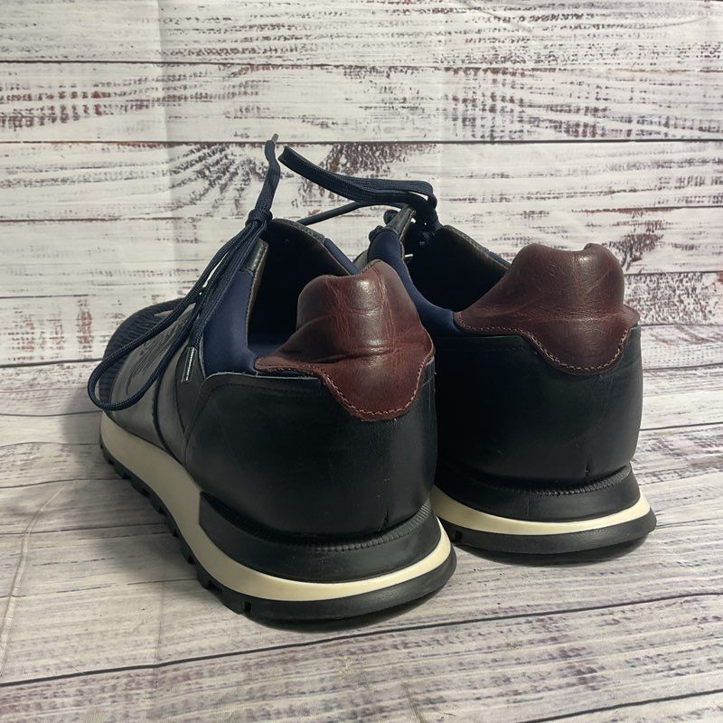 Bruno Magli Lugo Navy Embroidered Lion Leather & Mesh Sneaker Casual Shoe Men 13
