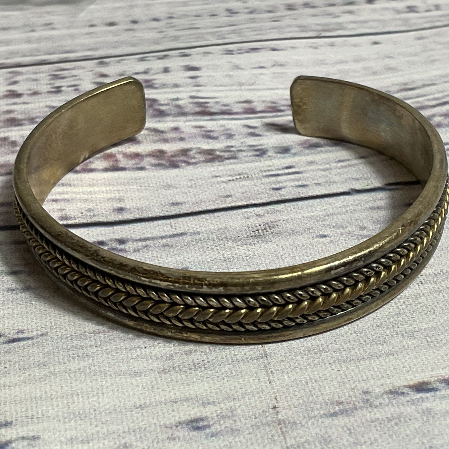 VTG. Native DANIEL MIKE Sterling & 12K Gold Filled Cuff 5.75" Bracelet- 20.17g