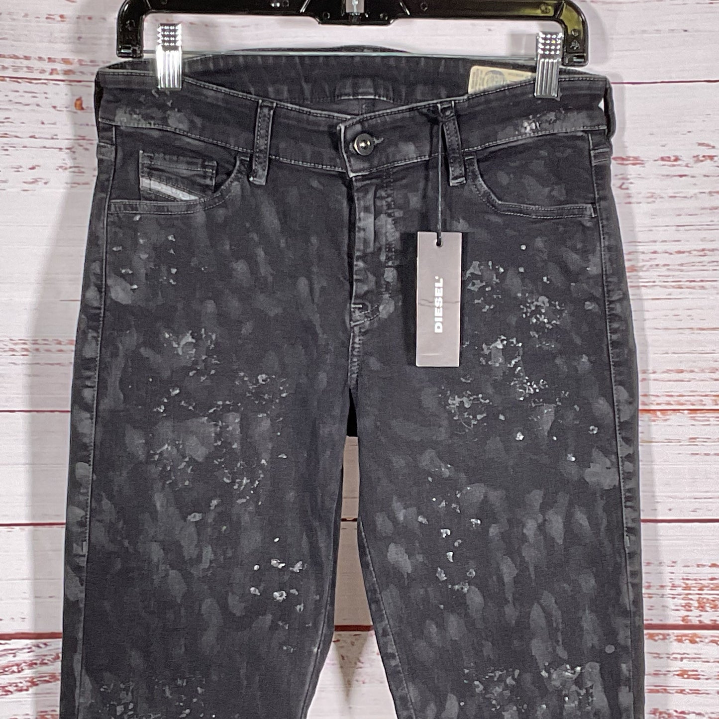 NWT DIESEL Slandy Women's Black Distressed Stretch Skinny Jeans- SZ 31W x 32L
