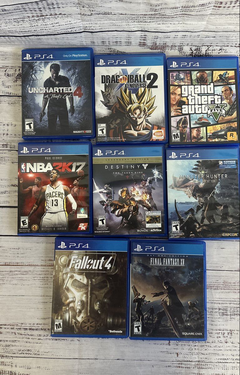 Sony Playstation 4- 8 game lot- Final Fantasy XV, Fallout 4, GTA 5, NBA 2K17