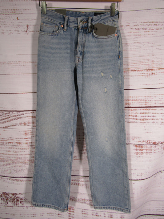 AllSaints Ava Women's Indigo Blue Straight Leg High Rise Cropped Jeans Size 24