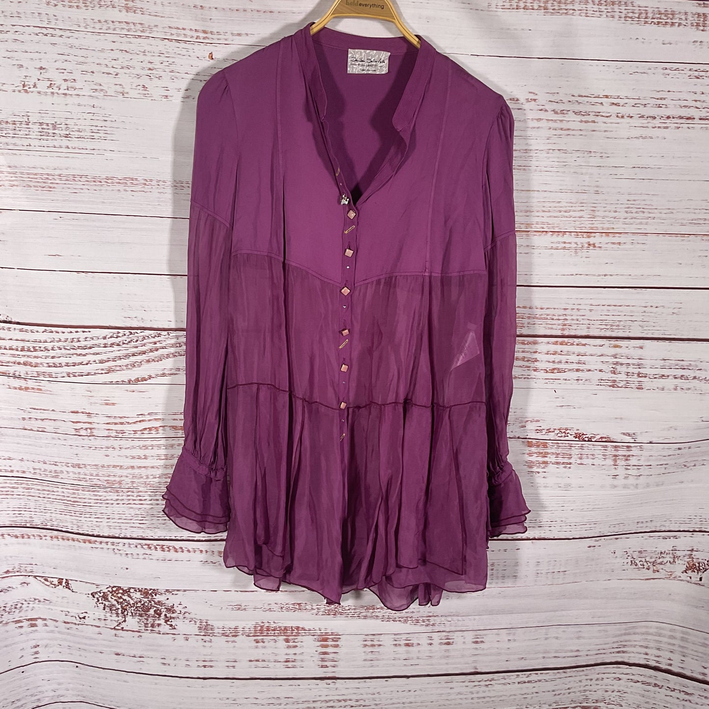 Elisa Cavaletti By Daniela Dallavalle Purple Silk Button Up Blouse - Size S