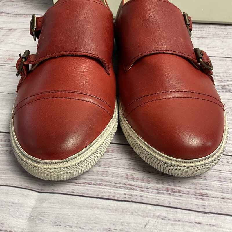 Frye Mindy Monk Burnt Red Tumbled Leather Buckle Shoe Women's Size 7