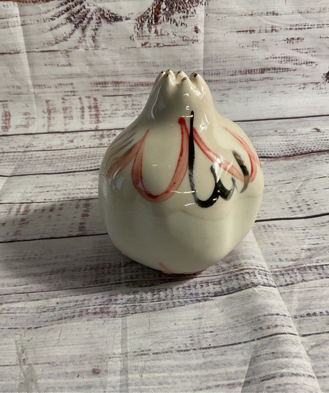 Decorative Ceramic Pomegranate Fruit Figurine Hand Painted Pink 4.5"
