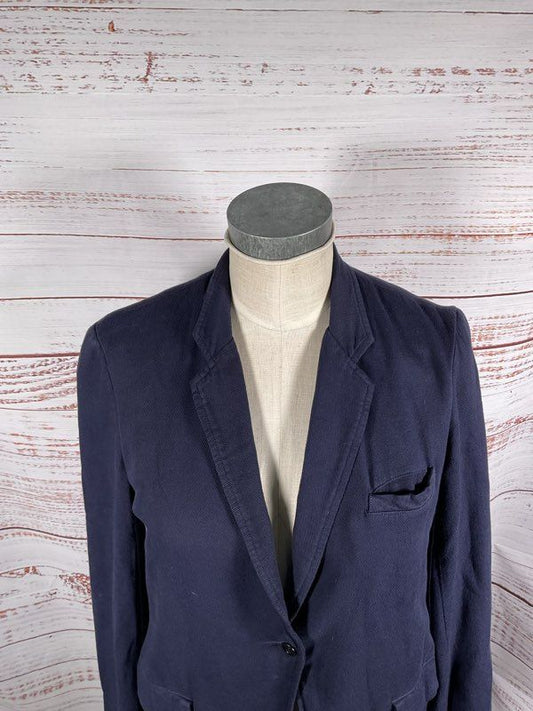 Raquel Allegra Women's Navy Blue Cardigan Cotton Single Button