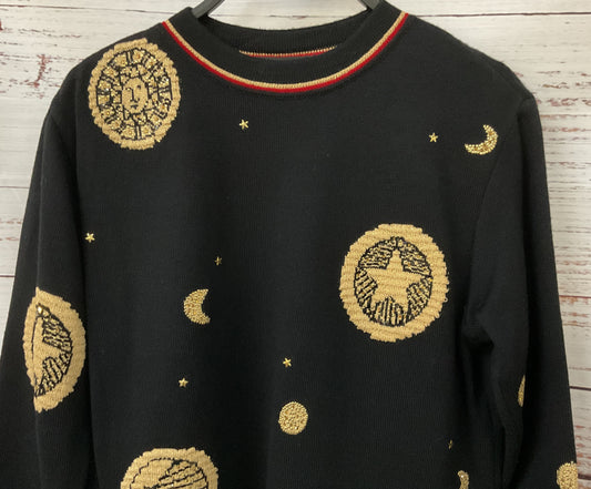 Griffith Gray for St. John Women's Black Astrological Wool Blend Knit Sweater
