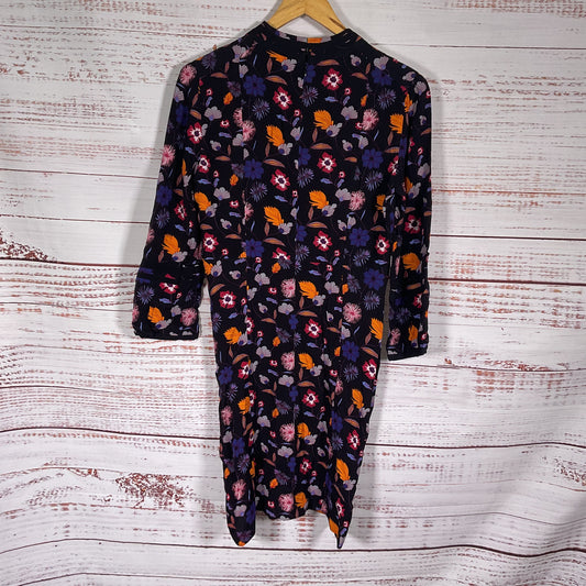 Ba&sh Maha Black Floral Print Long Sleeve High Neck Mini Dress - Size 2
