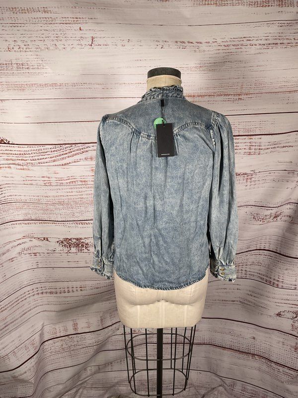 NWT RAILS Alanna Denim Blouse Antique Indigo Women's Size XS