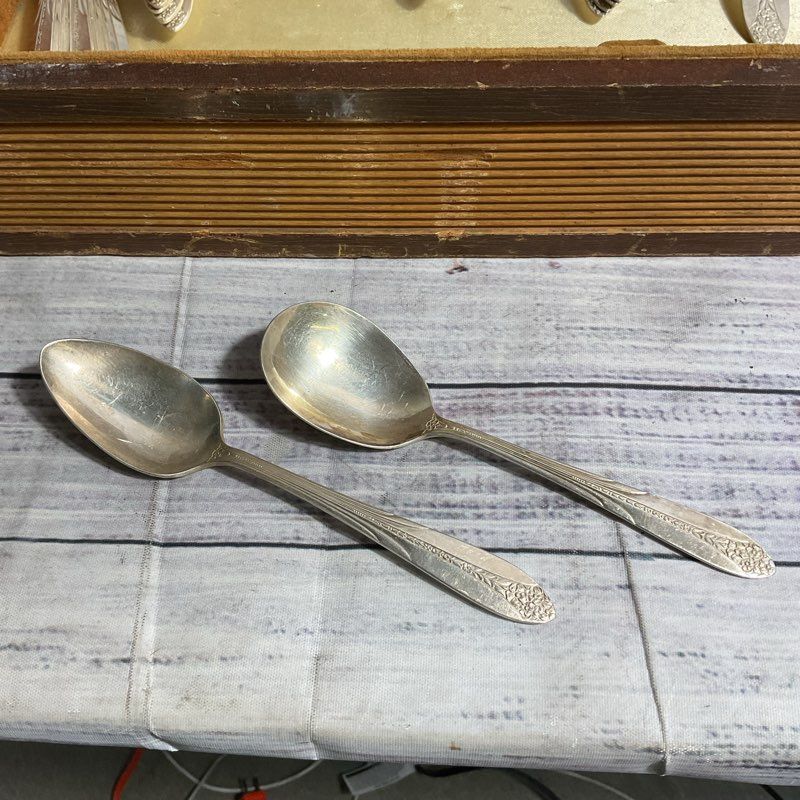 VTG National Silver Co 1930 Princess Royal 37 Pc Silver Plate Flatware Set+Case