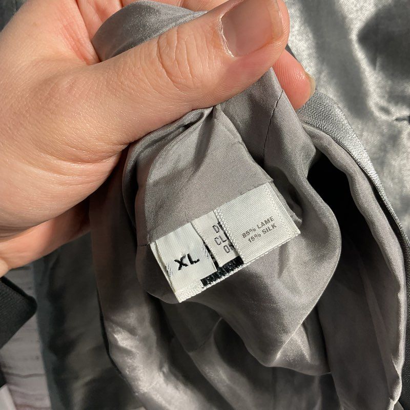 Peter Cohen Silver Metallic Lame/Silk Blend Suit Jacket - Size XL