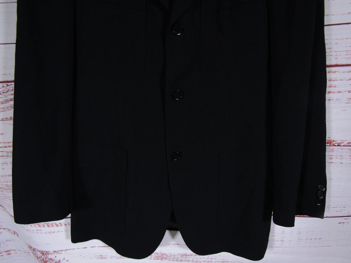Vintage Hugo Boss Men's Black Wool Blazer Jacket Size 40 Made in Germany