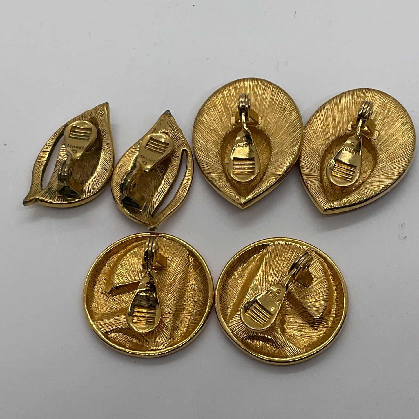 Set of 3 MONET Gold Tone & Enamel Clip On Earrings