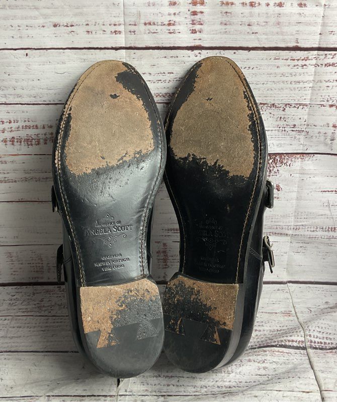 The Office of Angela Scott Leather Monk Strap Oxfords Black 40