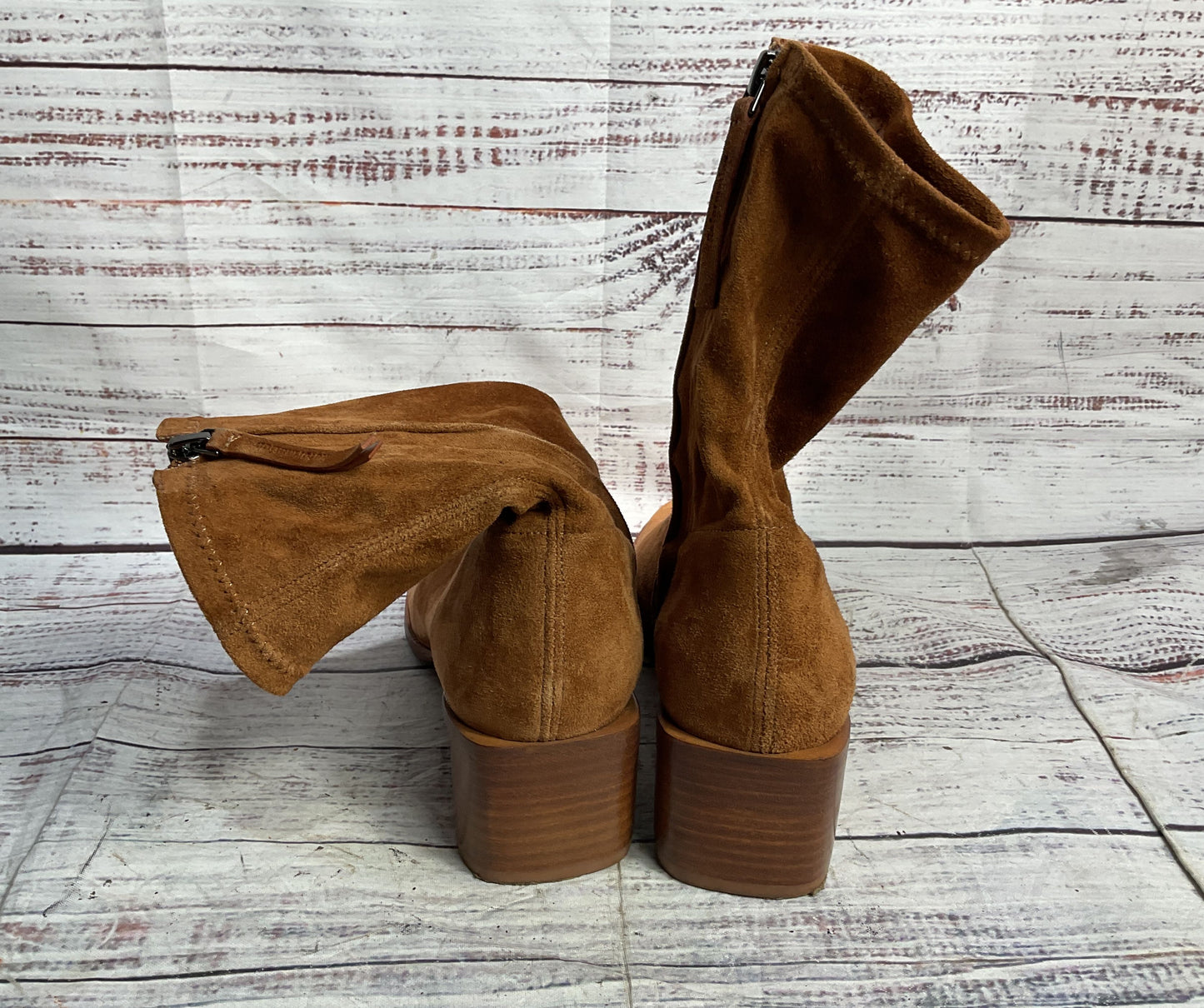 Reformation Louie Suede Stretch Sock Boots Tan 6.5