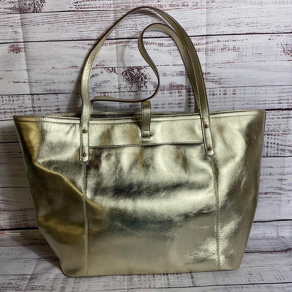 BRAHMIN Women's Metallic Gold Leather Tote Bag