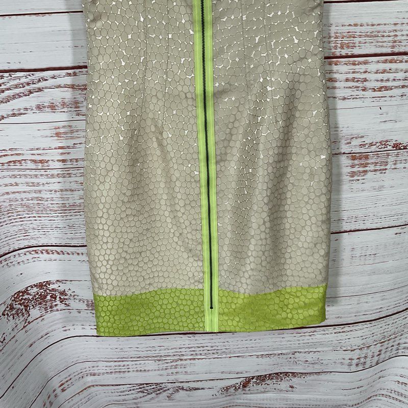 Elie Tahari Textured Green/Beige Sleeveless Mini Casual Dress - Size 6