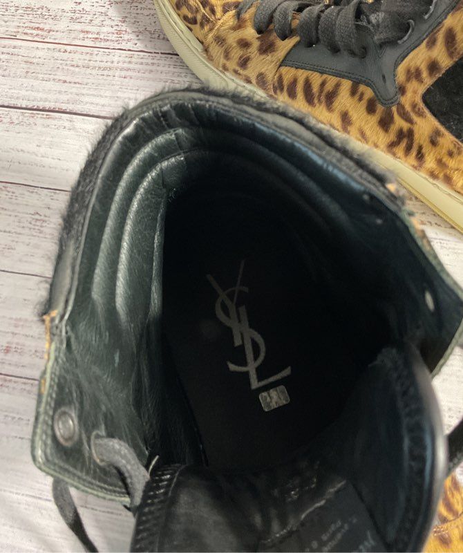 Yves Saint Laurent YSL Leopard Print Pony Hair Sneakers Women's Size 42 EU 11 US