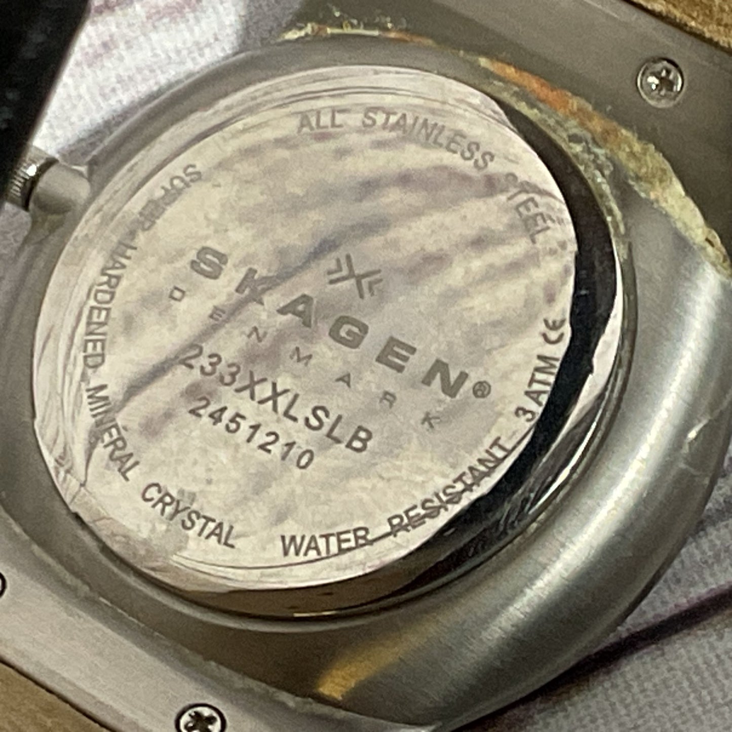 SKAGEN 233XXLSLB Men's Black Dial Black Leather Band Watch (NEEDS BATTERY)