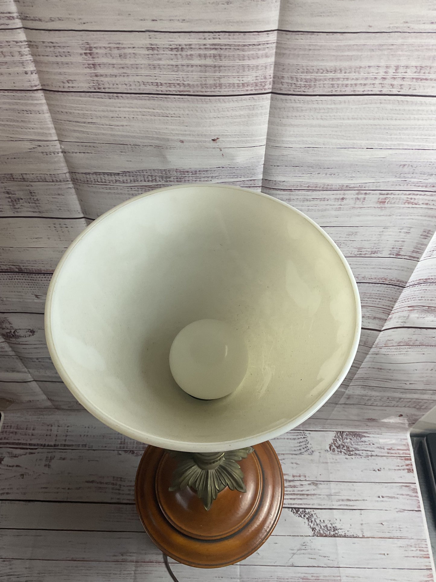 Stiffel Wood And Floral Brass Table Lamp TESTED