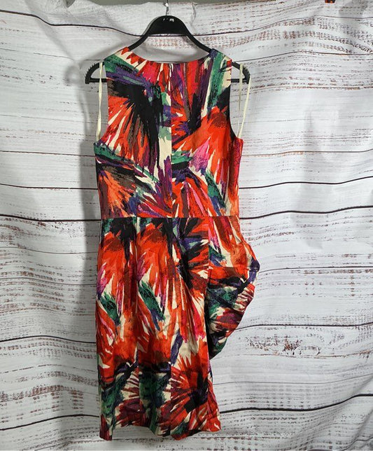 Women's Ann Taylor Red Print Sleeveless Dress Size 8