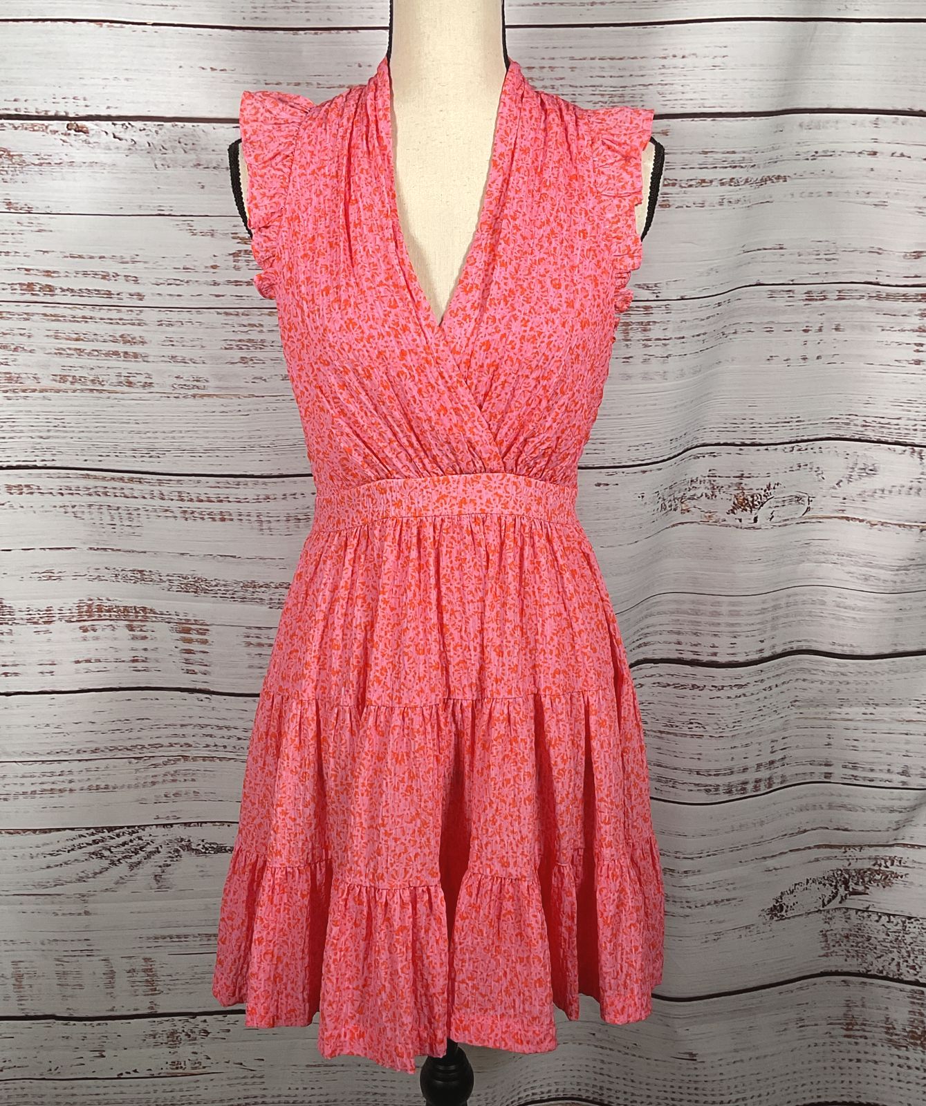 Cinq A Sept Nanci' Floral-Print Tiered Mini Dress Pink Lemonade 2